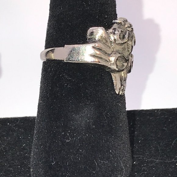 Pewter Double Mask Ring, Size 11 - Picture 2 of 6